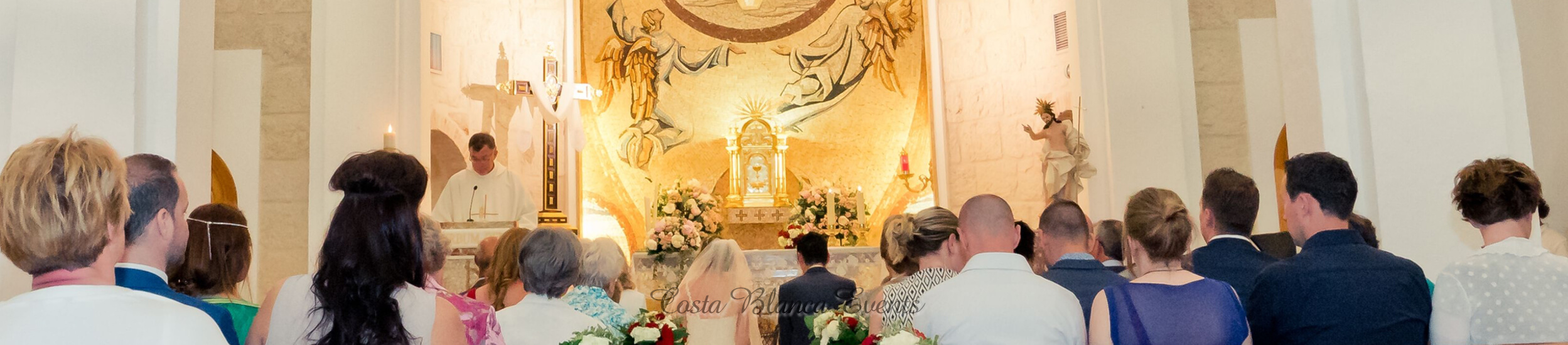 Catholic wedding ceremony in Spain, in one of the beautiful Spanish churches
